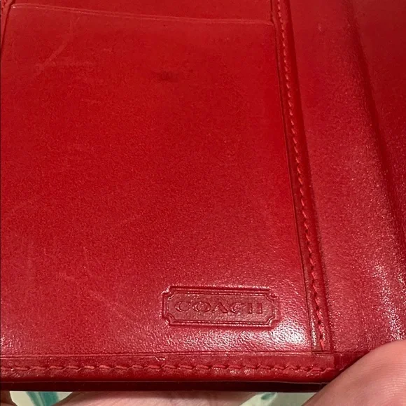 Coach Vintage Cherry Red Leather Kiss Lock Wallet - Picture 7 of 8